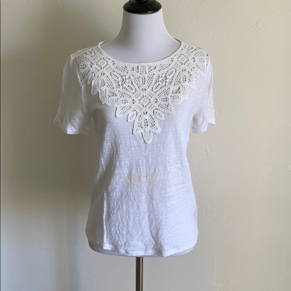 James Coviello XS White Top w/lace detail Anthro